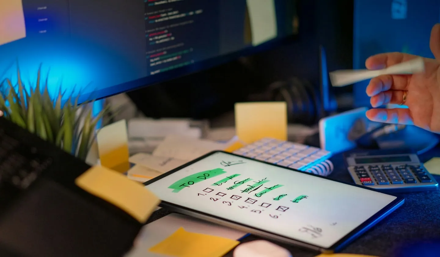 Dekorative Arbeitsplatzaufnahme als Parallax-Ebene